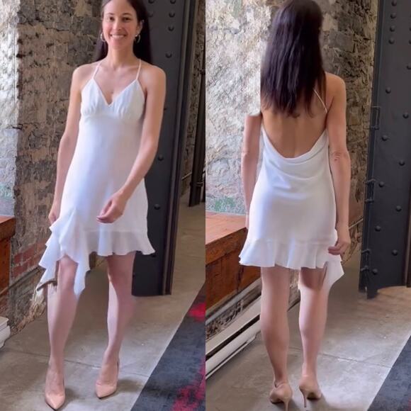 ZARA RUFFLED HEM MINI DRESS - Picture 1 of 15